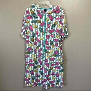 Top Drawer Men's Large Lounge Party Romper - Summer Camp Tropical Fruit Print